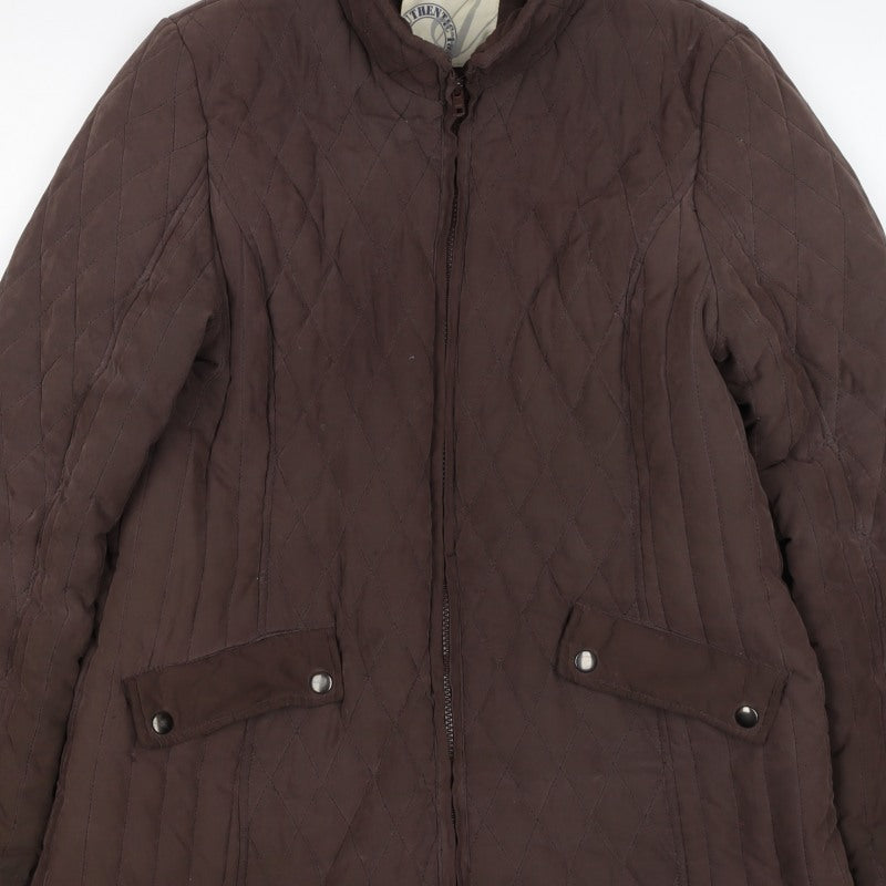 BHS Women’s Brown Quilted Puffer Jacket Size 14 Zip Padded
