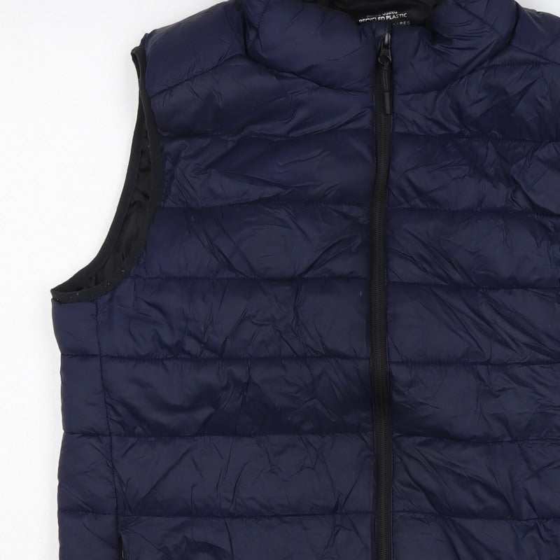 Primark Cares Men's Blue M Puffer Bodywarmer Quilted Zip Gilet