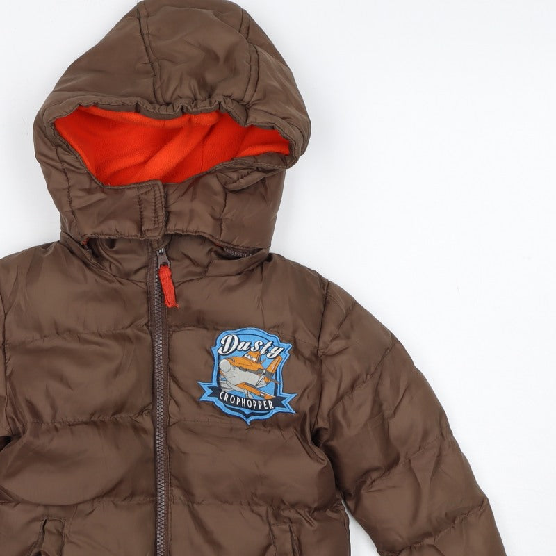 Disney Planes Boys Brown 3 Years Dusty Puffer Hooded Winter Jacket