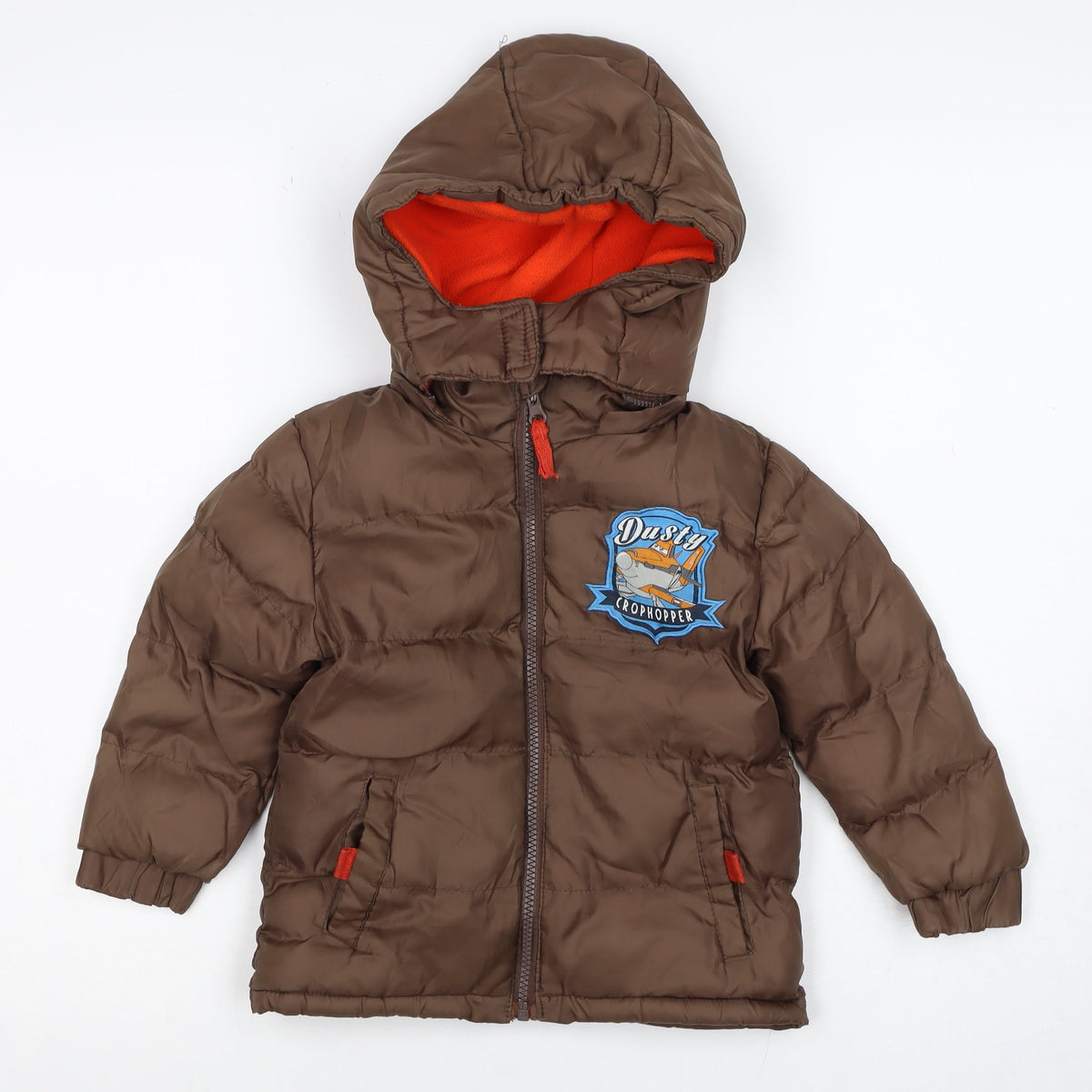 Disney Planes Boys Brown 3 Years Dusty Puffer Hooded Winter Jacket