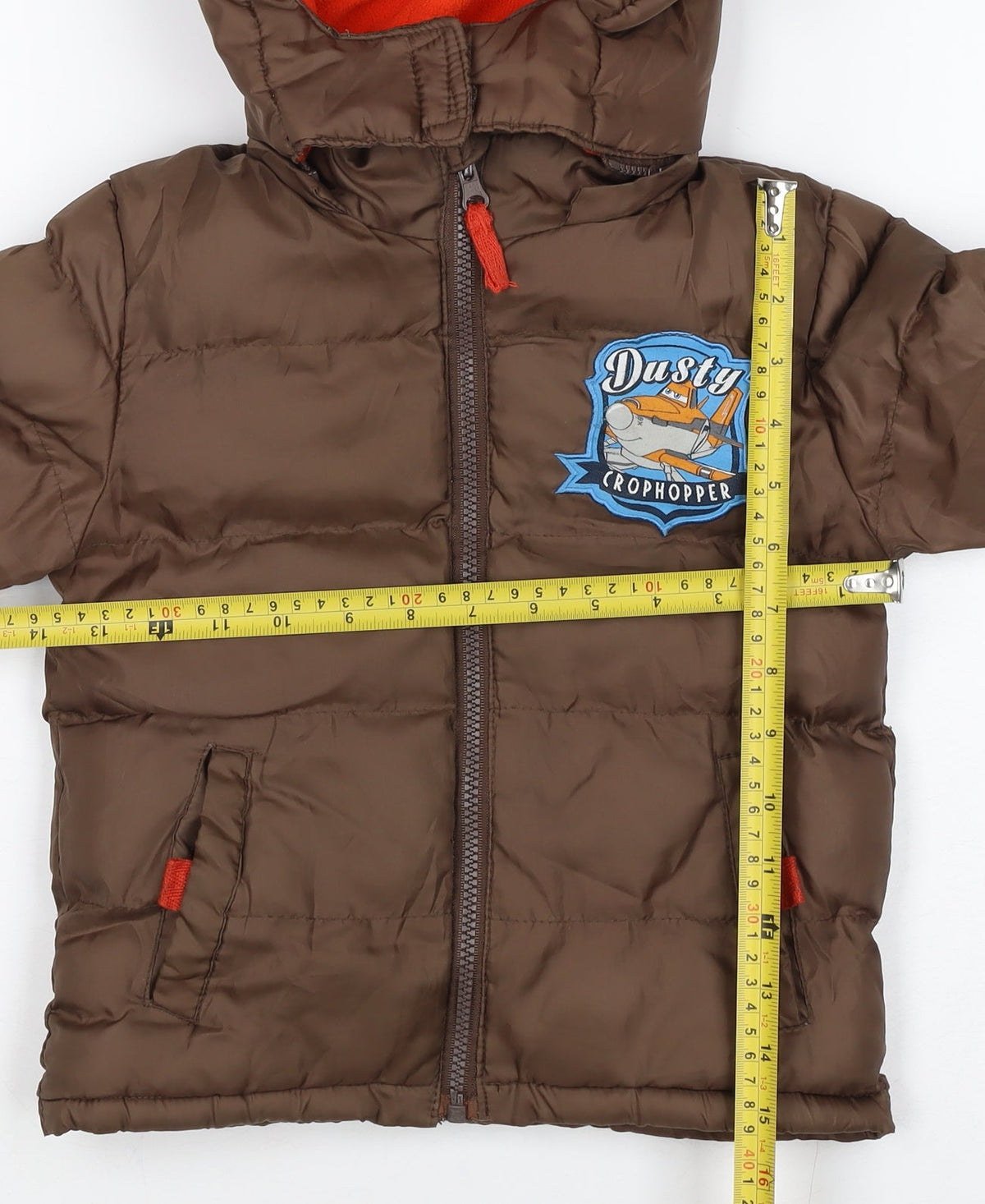 Disney Planes Boys Brown 3 Years Dusty Puffer Hooded Winter Jacket