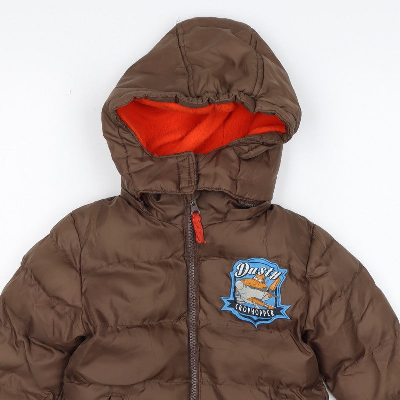 Disney Planes Boys Brown 3 Years Dusty Puffer Hooded Winter Jacket