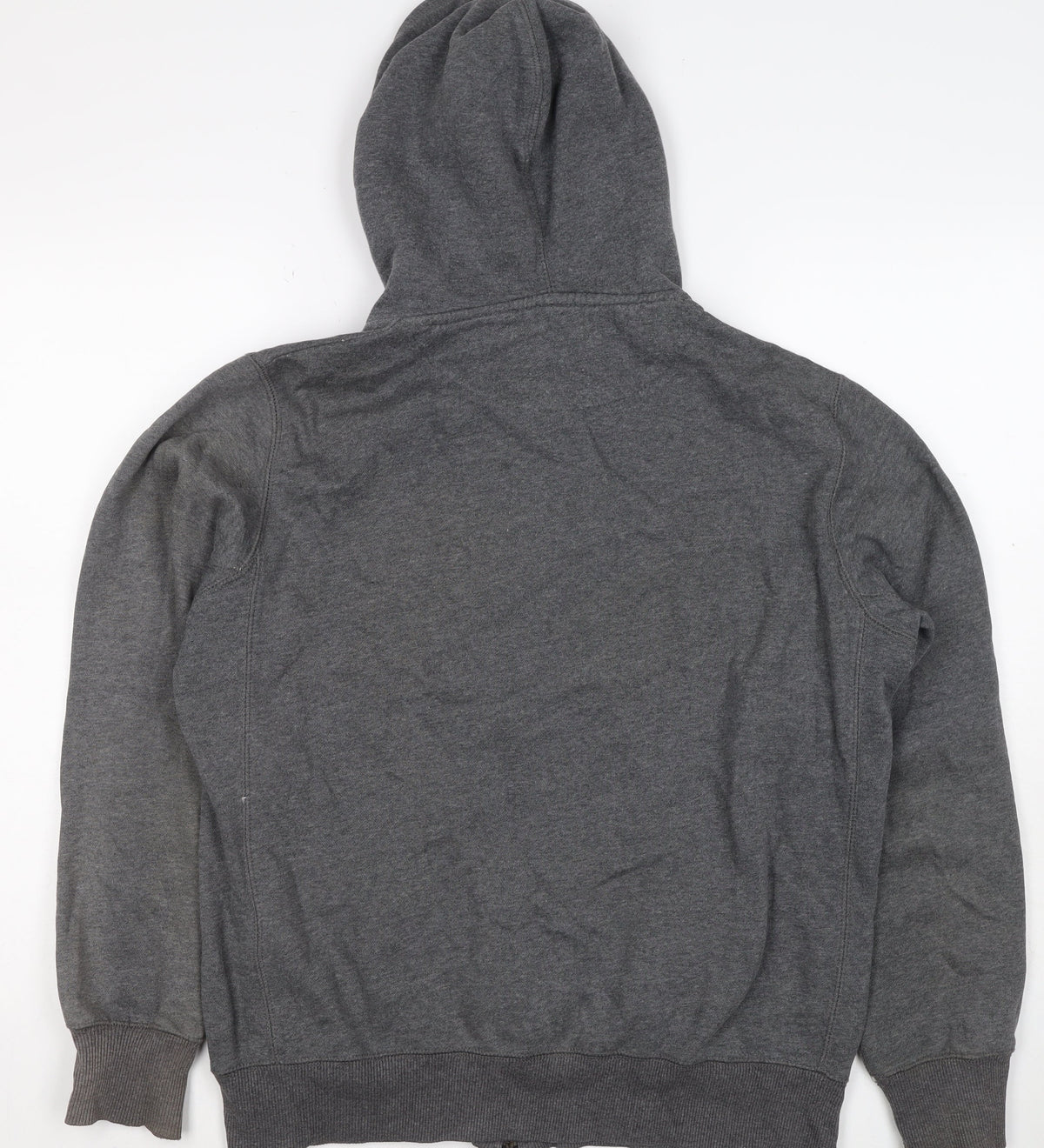Nike Men’s Grey M Full Zip Hoodie Red Logo Cotton Blend