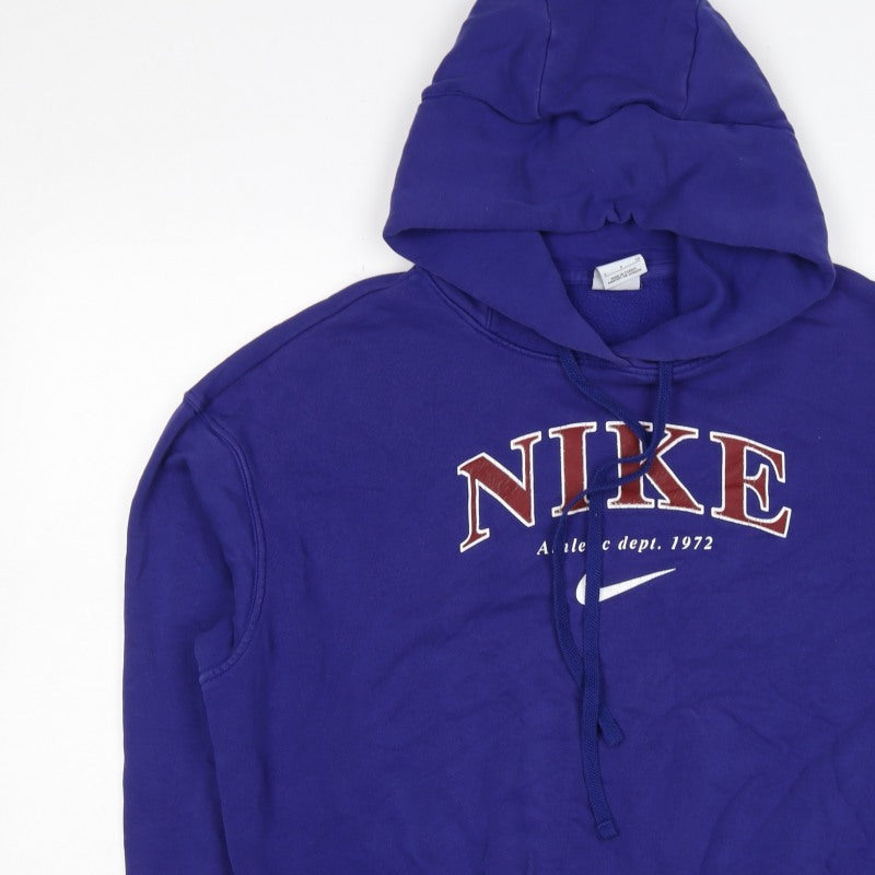 Nike Women’s Blue S Pullover Hoodie Logo Graphic Fleece