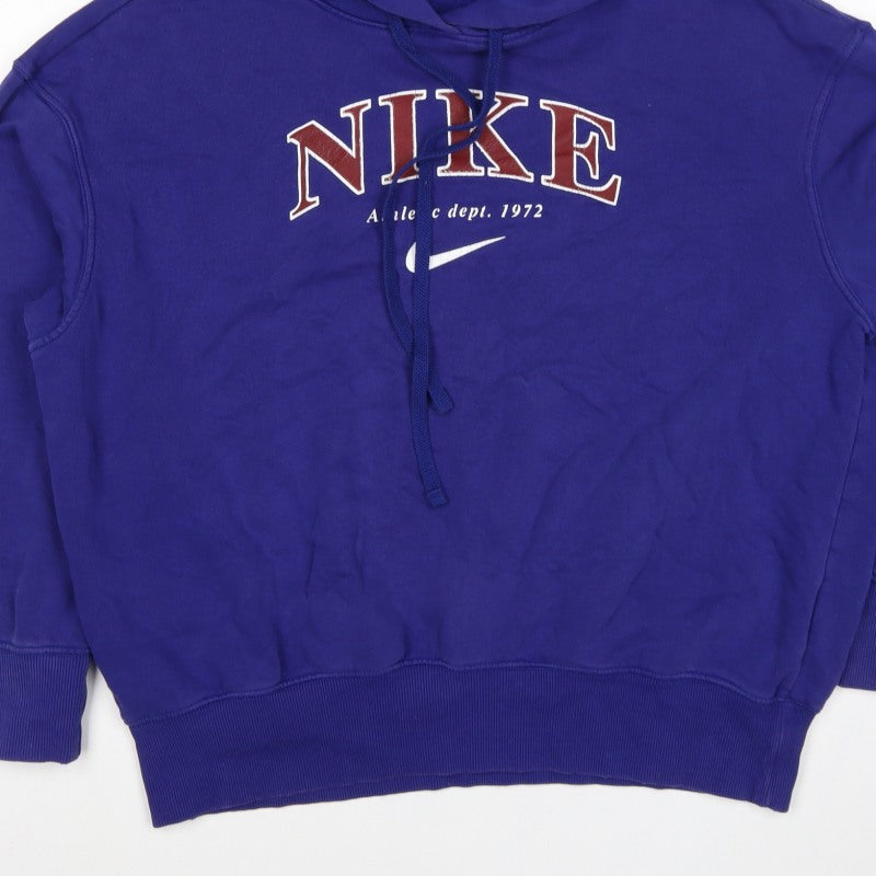Nike Women’s Blue S Pullover Hoodie Logo Graphic Fleece