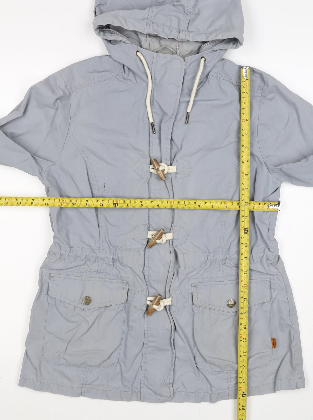 FatFace Women Grey Size 12 Hooded Toggle Parka Jacket