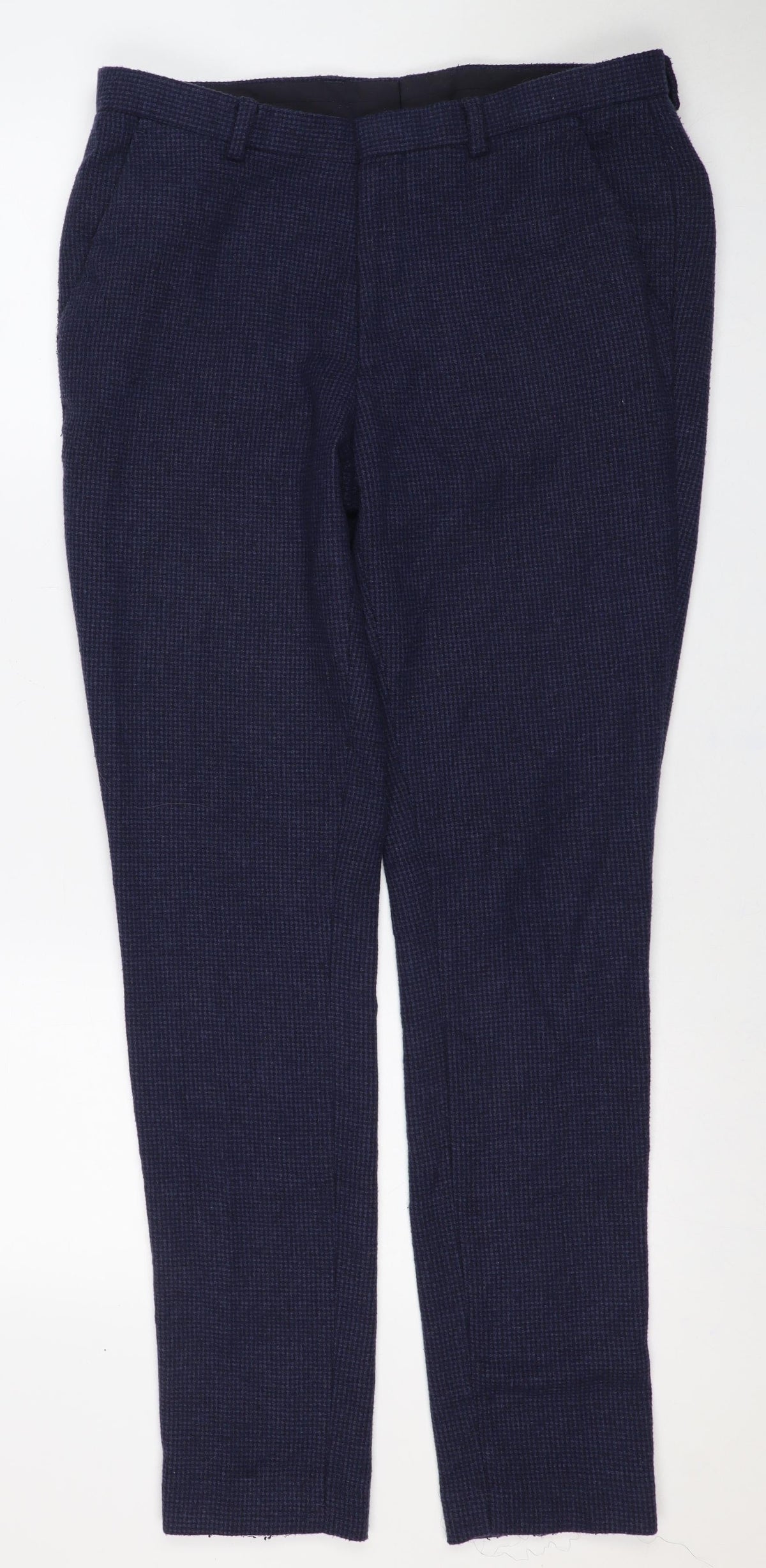 ASOS Women’s Navy Check Straight Trousers W32 L32