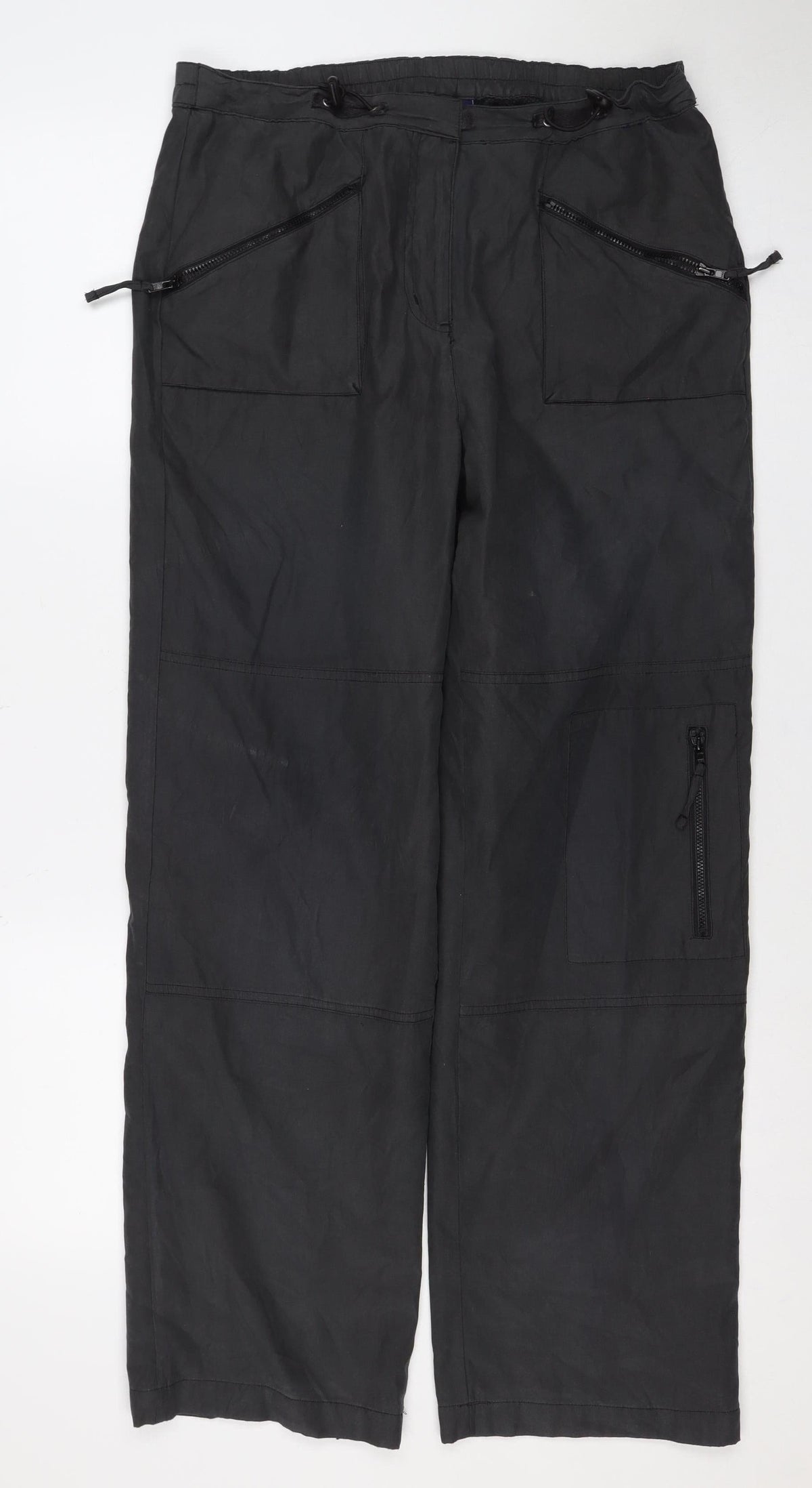 Casualclub Women’s Black Size 12 Cargo Trousers Drawstring Lined