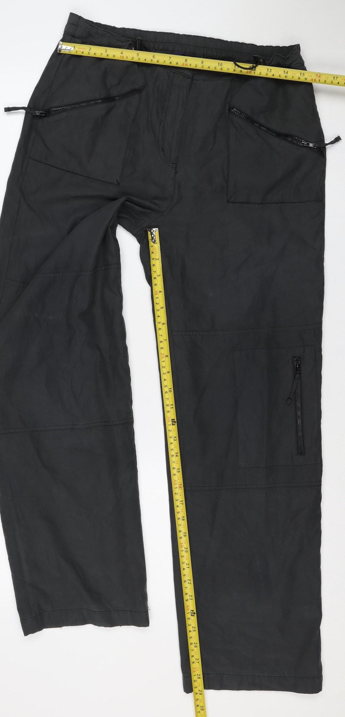 Casualclub Women’s Black Size 12 Cargo Trousers Drawstring Lined