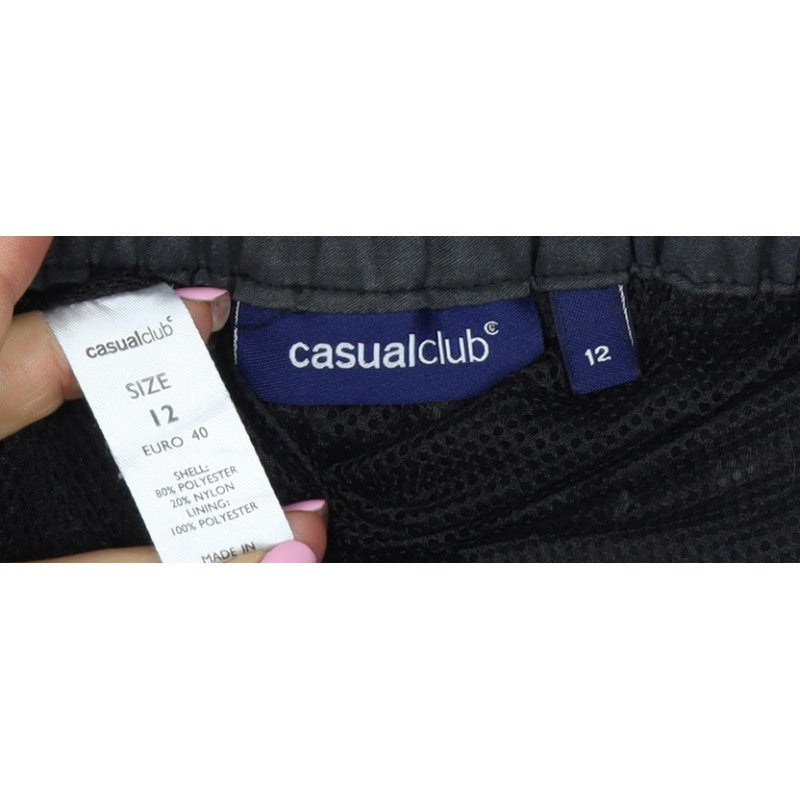 Casualclub Women’s Black Size 12 Cargo Trousers Drawstring Lined