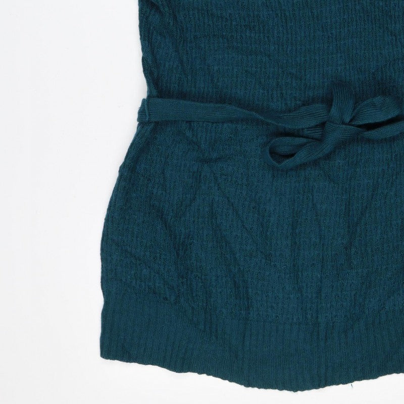 Wallis Women’s Blue L Open Tie Knit Cardigan Wool Blend