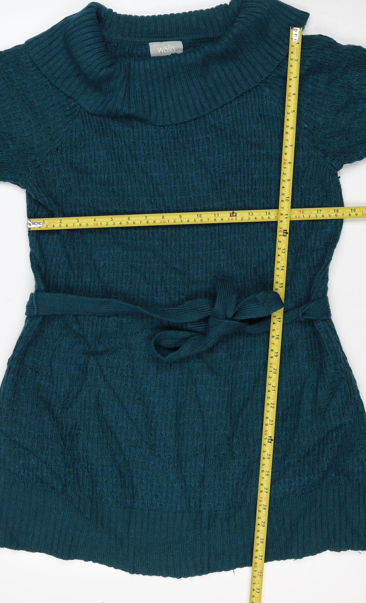 Wallis Women’s Blue L Open Tie Knit Cardigan Wool Blend