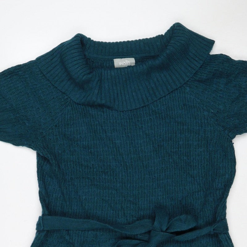 Wallis Women’s Blue L Open Tie Knit Cardigan Wool Blend