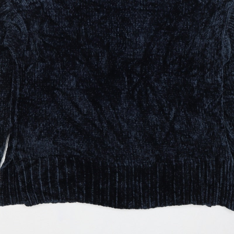 Marks and Spencer Women Navy UK 16 Roll Neck Chunky Knit Jumper