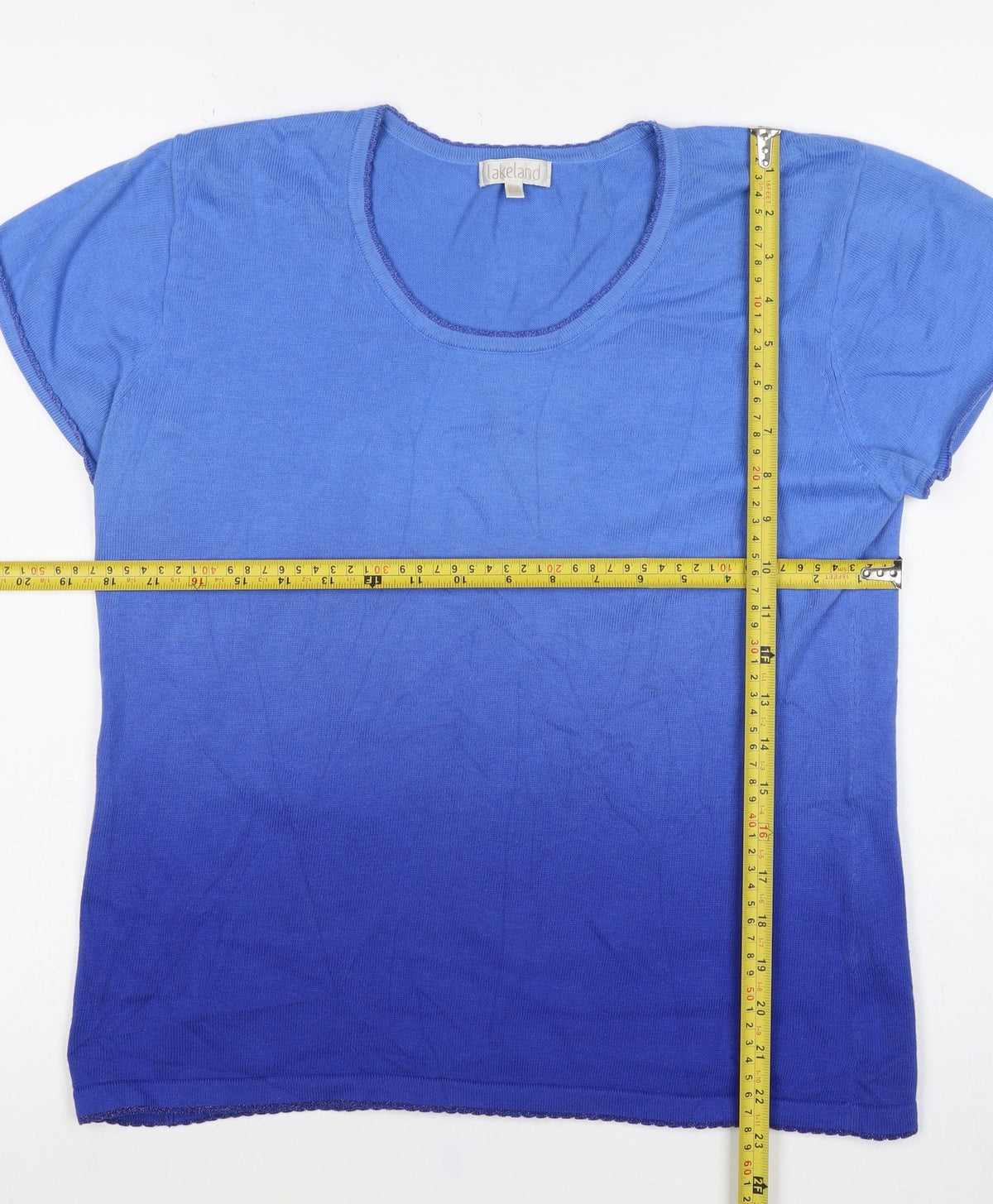 Lakeland Women's Blue UK 10 Basic Scoop Neck Knit T-Shirt