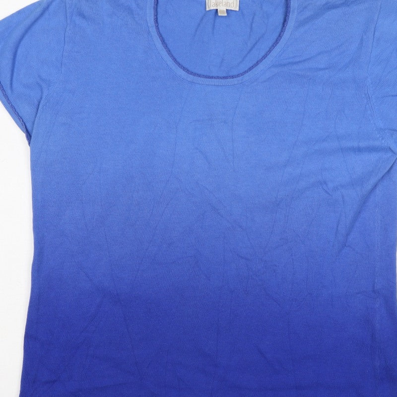 Lakeland Women's Blue UK 10 Basic Scoop Neck Knit T-Shirt