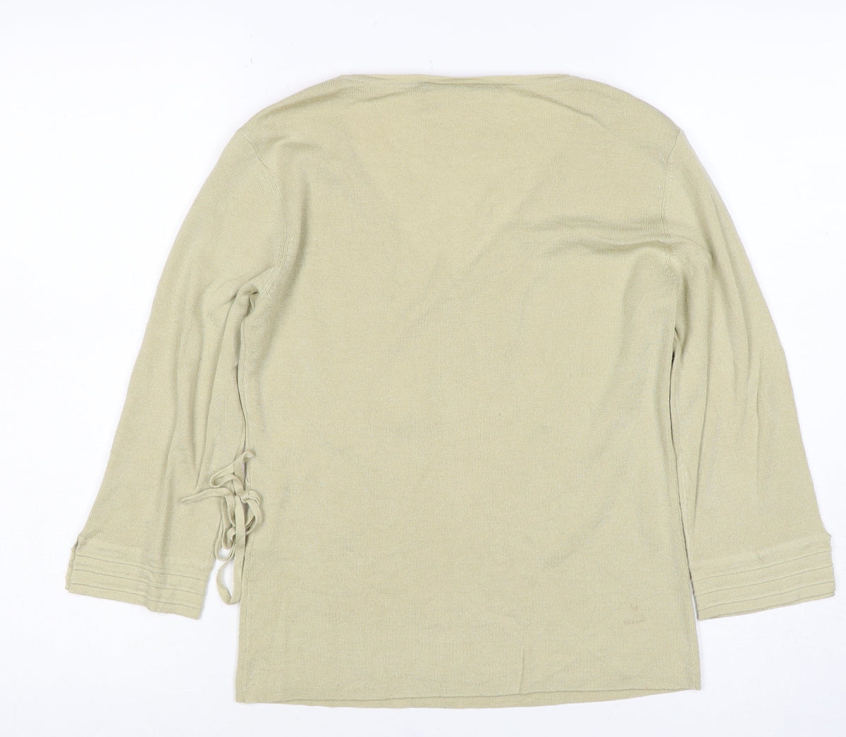 Penn Wright Manson Women Beige S Merino Silk Wrap Embroidered Sequin Top