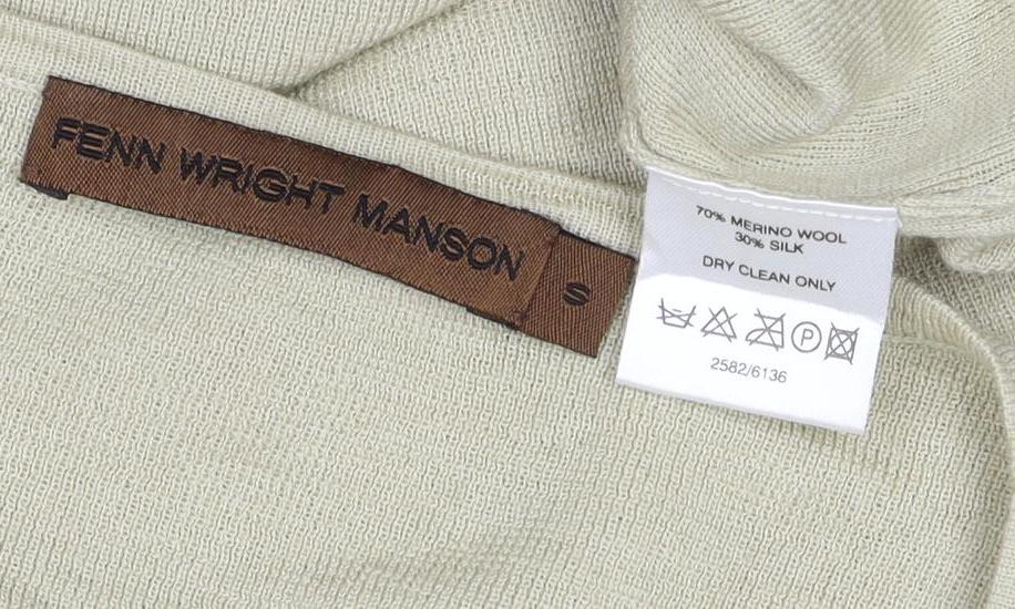 Penn Wright Manson Women Beige S Merino Silk Wrap Embroidered Sequin Top