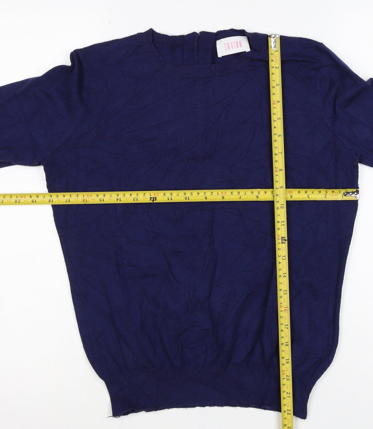 Savida Women’s Navy Pearl Button Back Jumper UK 14 Large Knit