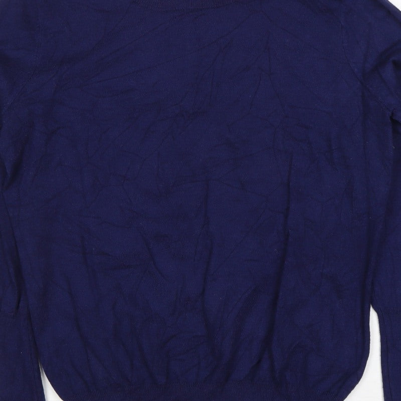 Savida Women’s Navy Pearl Button Back Jumper UK 14 Large Knit