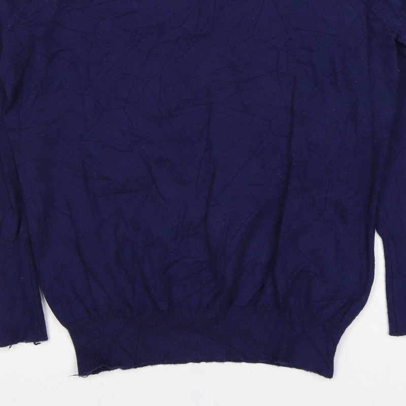Savida Women’s Navy Pearl Button Back Jumper UK 14 Large Knit