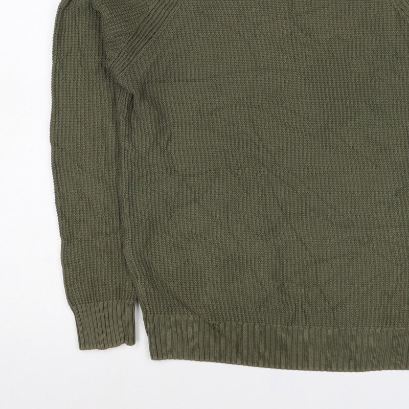 Zara Men Green M Pullover Crew Neck Tight Knit Jumper