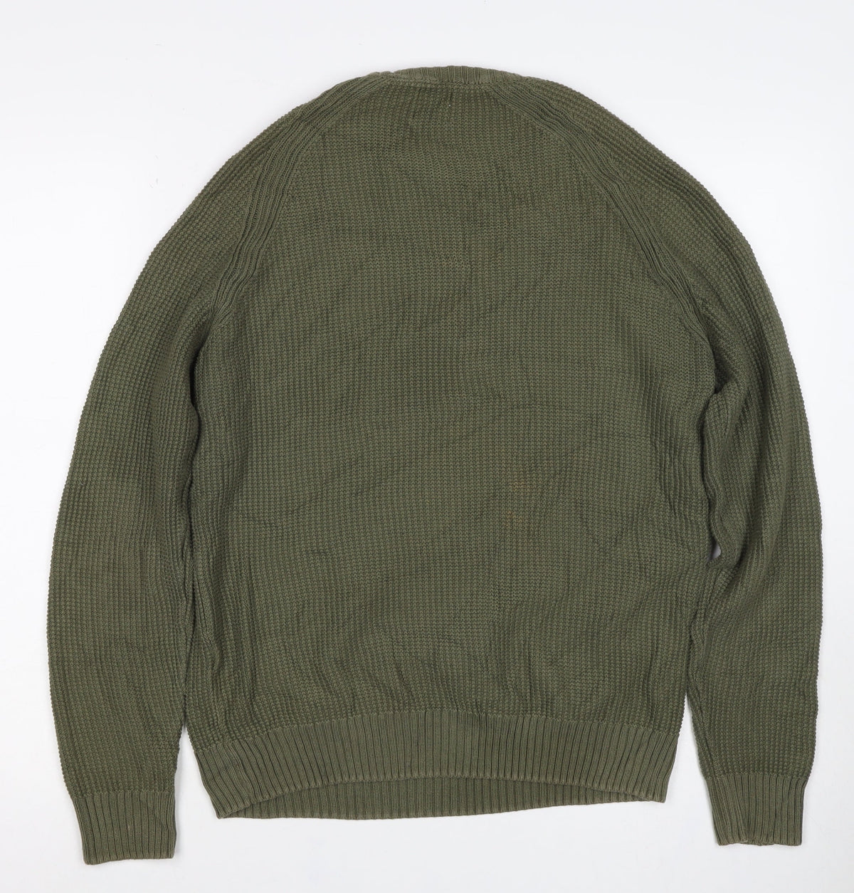 Zara Men Green M Pullover Crew Neck Tight Knit Jumper