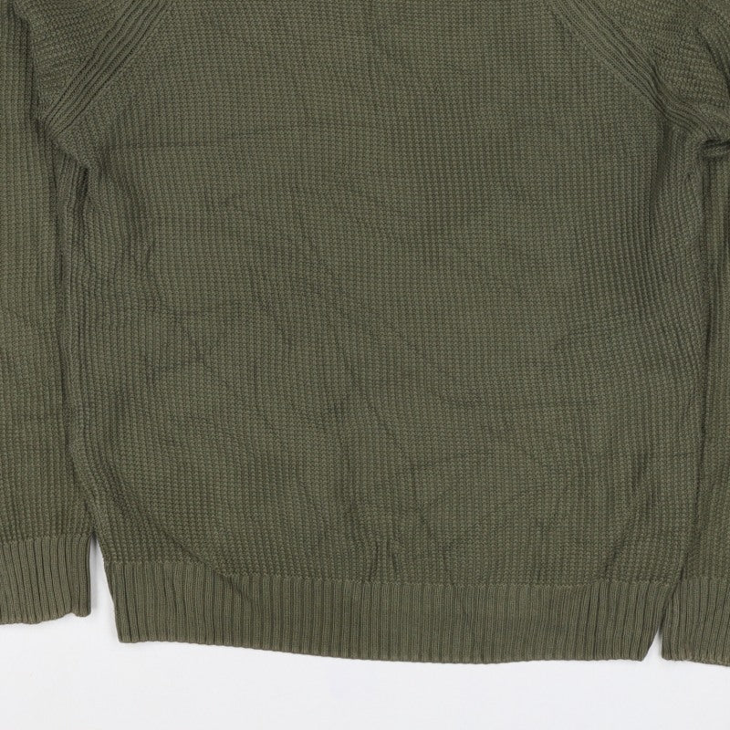 Zara Men Green M Pullover Crew Neck Tight Knit Jumper