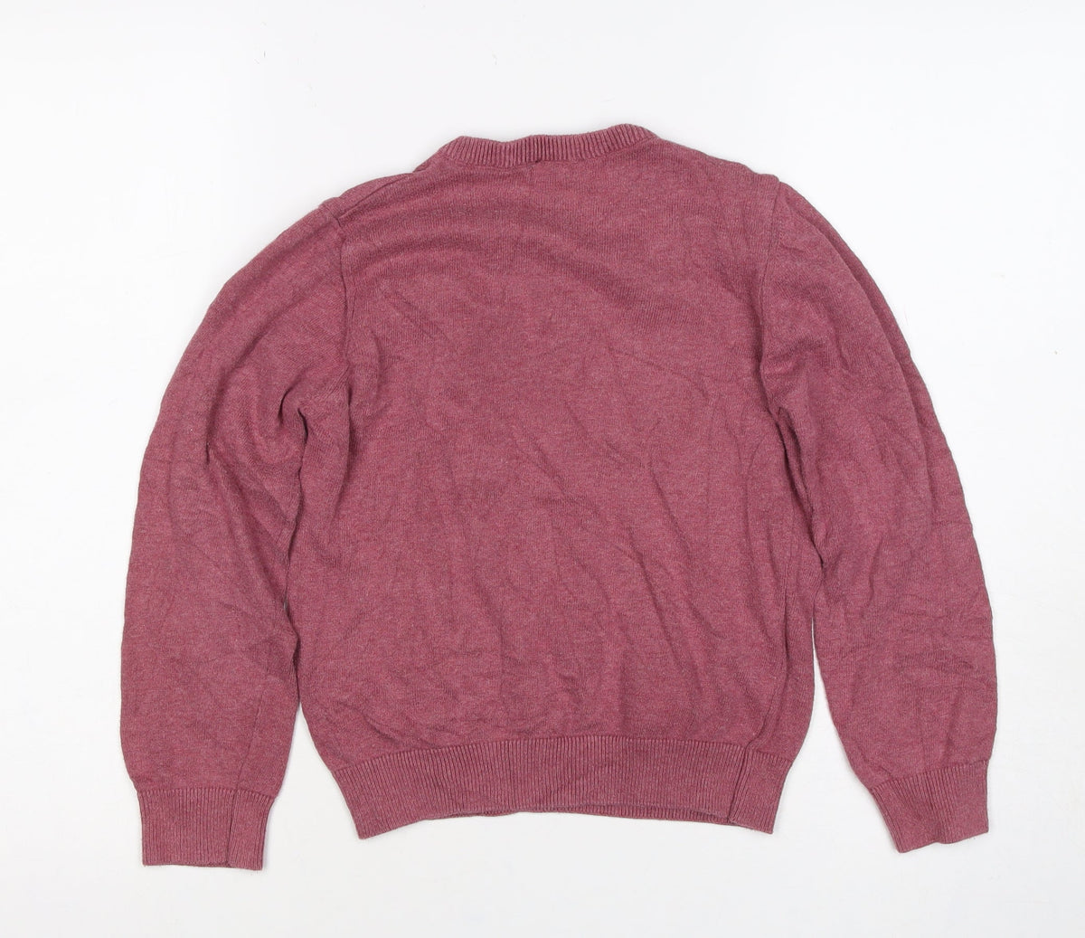 Ralph Lauren Girls Pink 7-8 Years V-Neck Cotton Logo Jumper