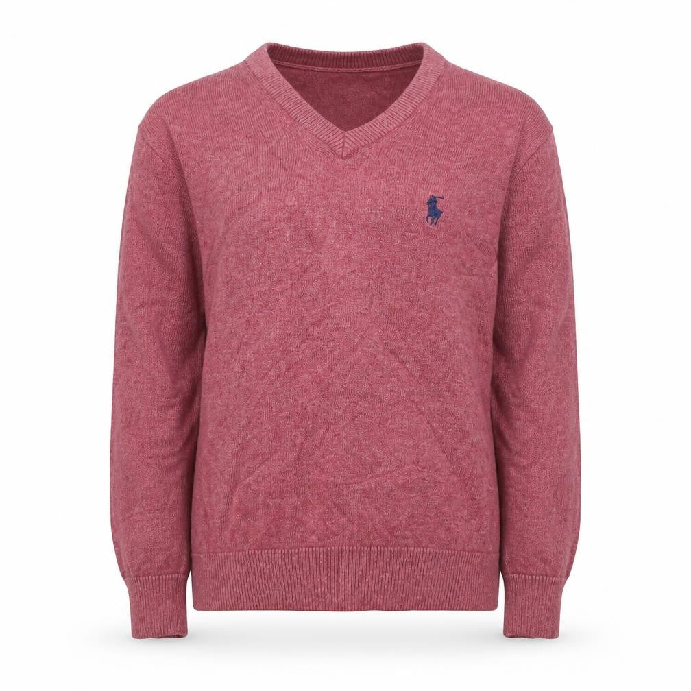 Ralph Lauren Girls Pink 7-8 Years V-Neck Cotton Logo Jumper