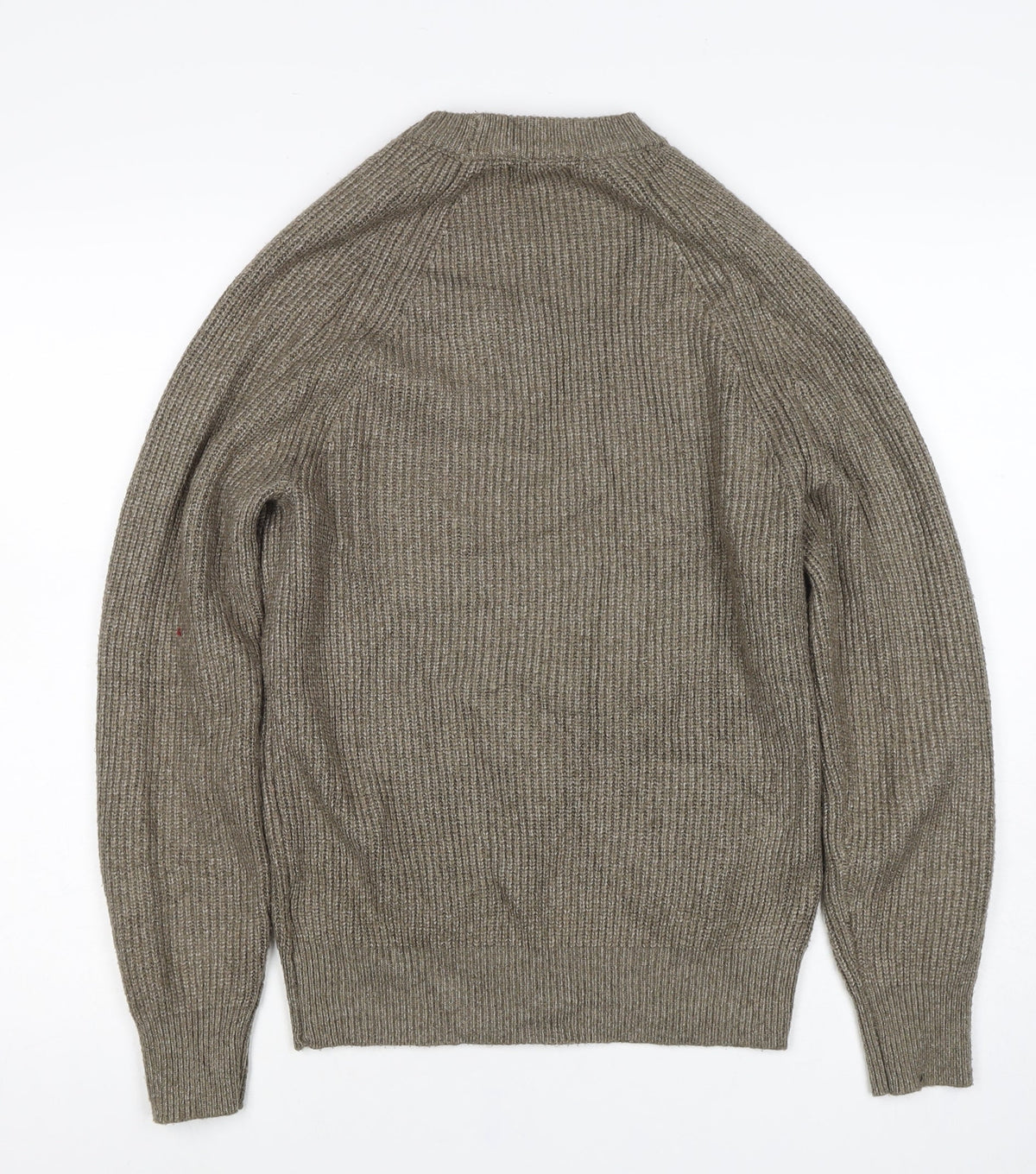 Next Men’s Brown XS Wool Blend Ribbed Knit Crew Neck Pullover Jumper