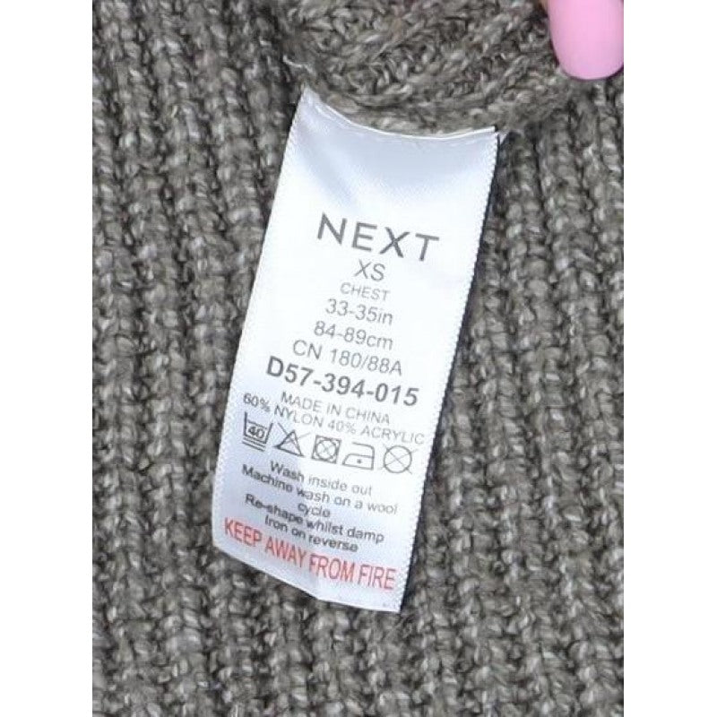 Next Men’s Brown XS Wool Blend Ribbed Knit Crew Neck Pullover Jumper