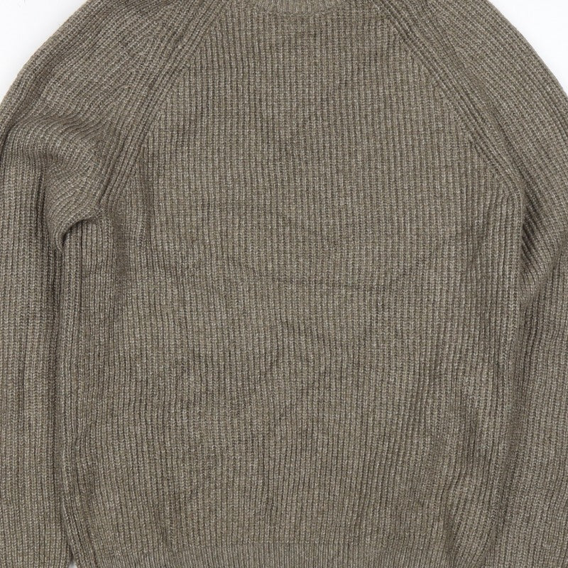 Next Men’s Brown XS Wool Blend Ribbed Knit Crew Neck Pullover Jumper