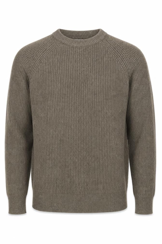 Next Men’s Brown XS Wool Blend Ribbed Knit Crew Neck Pullover Jumper