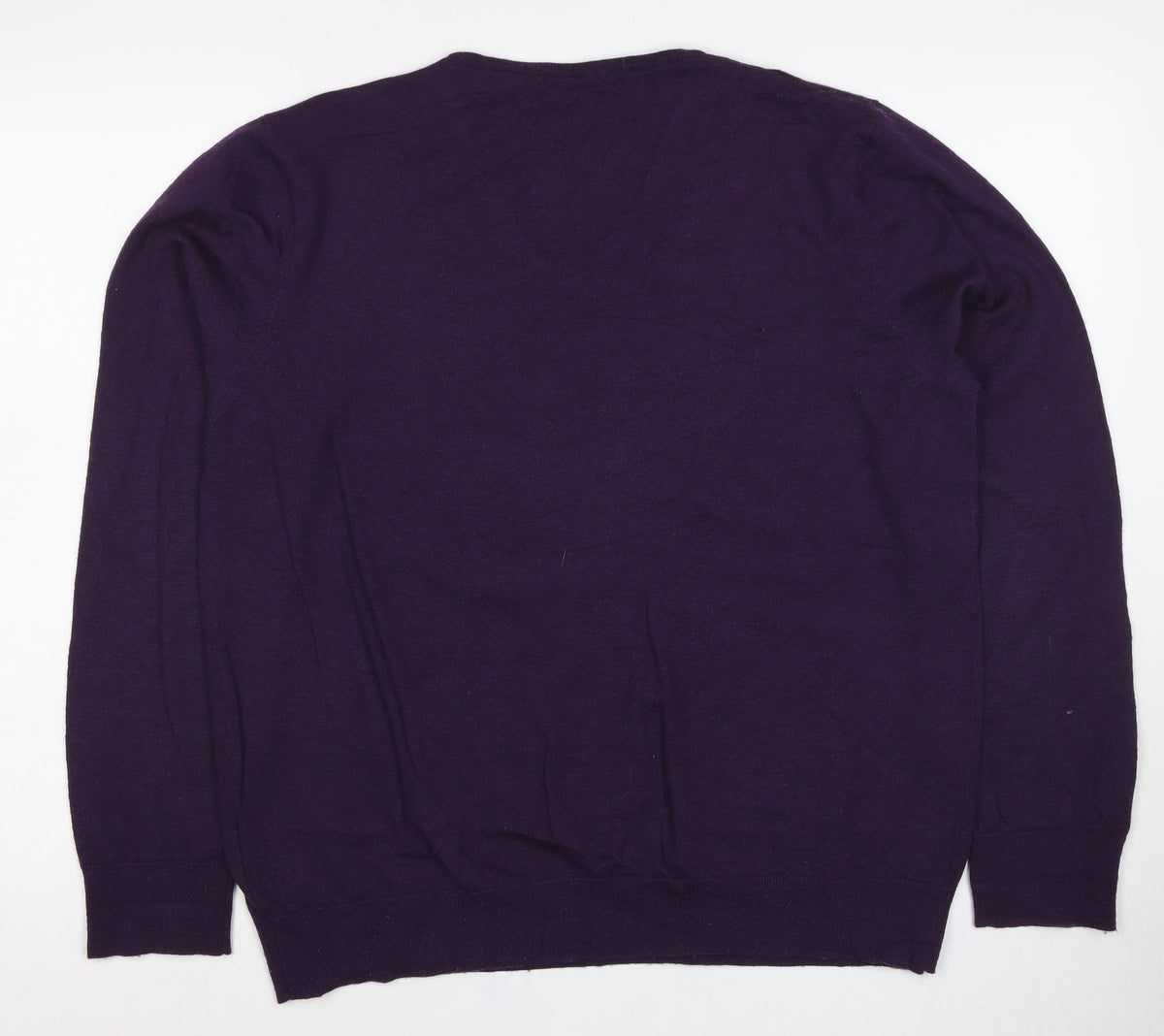 Linea Men’s Purple Superfine Merino Wool V-Neck Pullover Jumper L