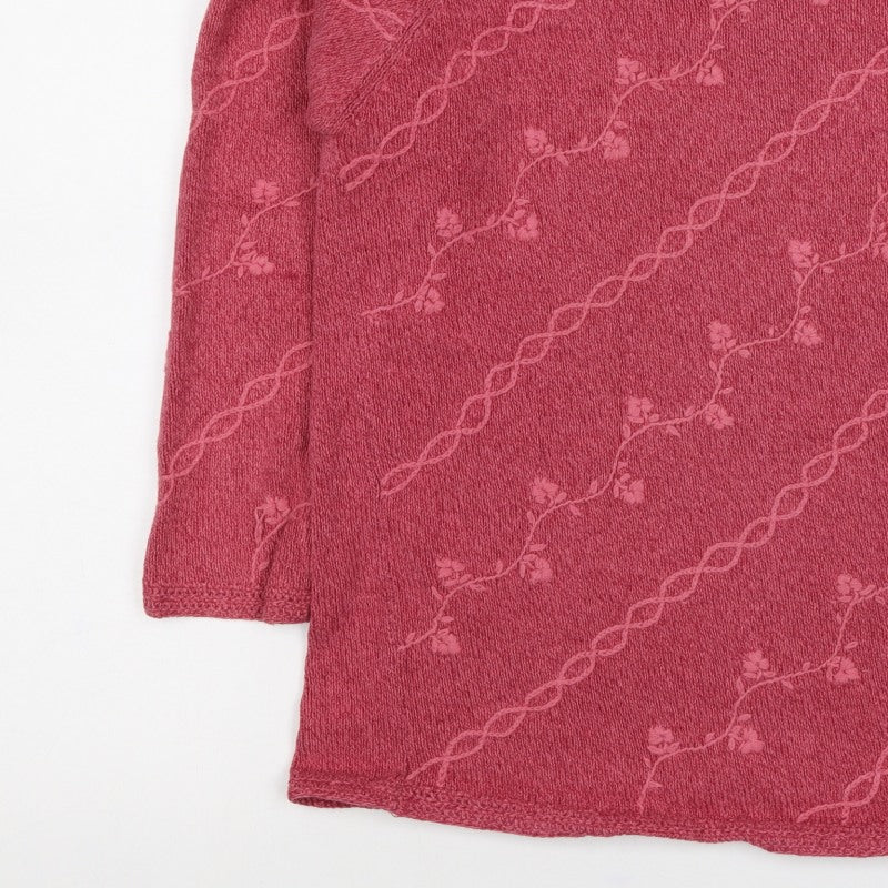 Jumper Women’s Pink M Cotton Floral Embroidered Knit Pullover
