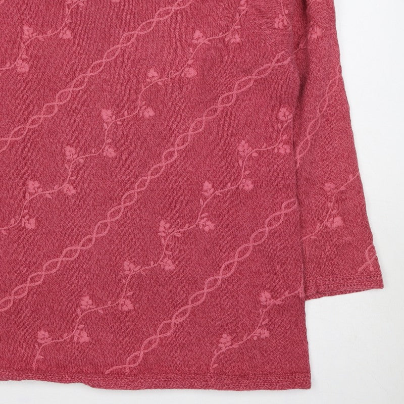 Jumper Women’s Pink M Cotton Floral Embroidered Knit Pullover