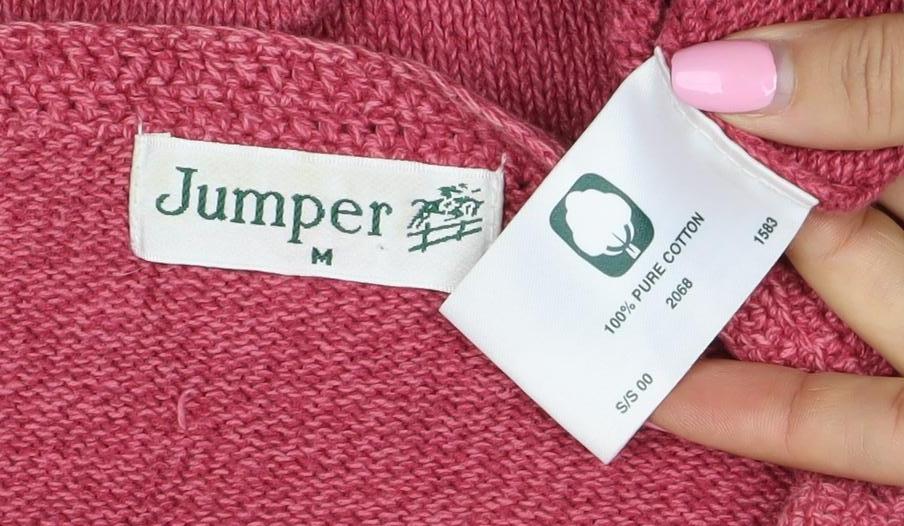 Jumper Women’s Pink M Cotton Floral Embroidered Knit Pullover