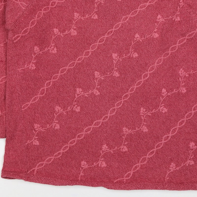 Jumper Women’s Pink M Cotton Floral Embroidered Knit Pullover