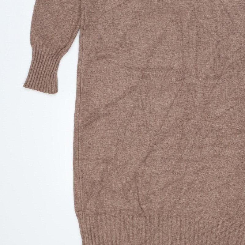 Blue Vanilla Women’s Brown Roll Neck Knit Tunic Jumper M