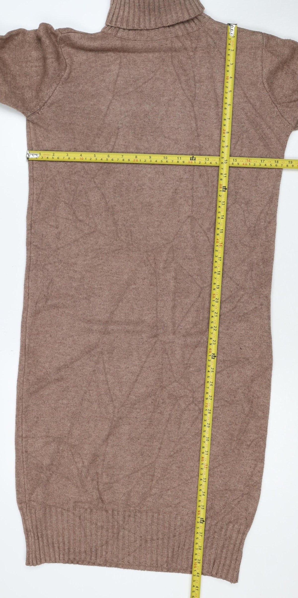 Blue Vanilla Women’s Brown Roll Neck Knit Tunic Jumper M