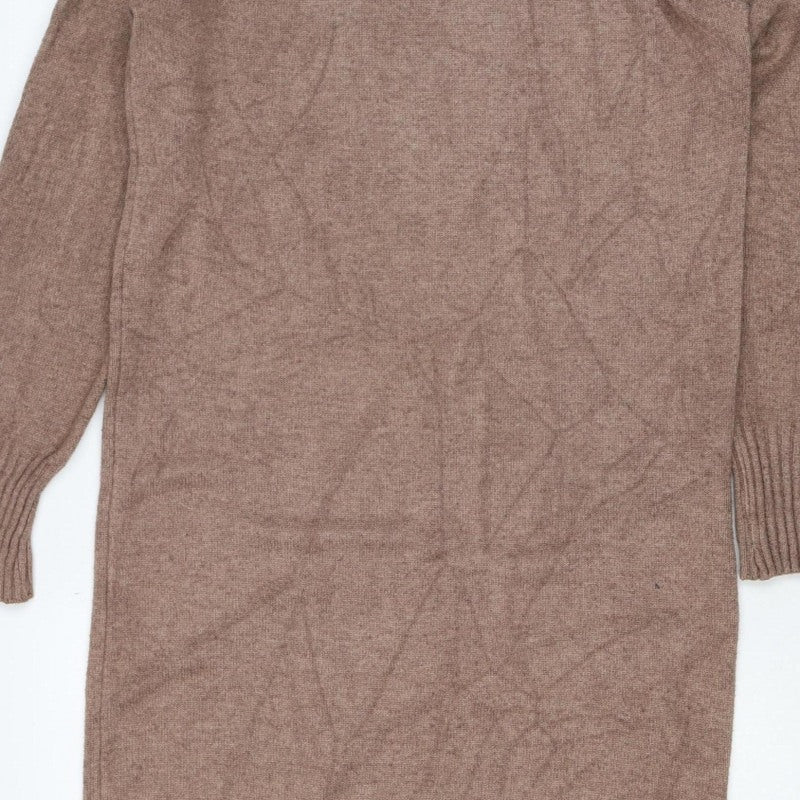 Blue Vanilla Women’s Brown Roll Neck Knit Tunic Jumper M