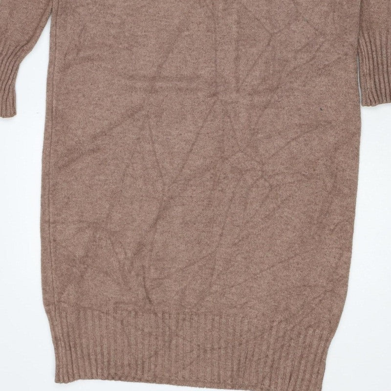 Blue Vanilla Women’s Brown Roll Neck Knit Tunic Jumper M