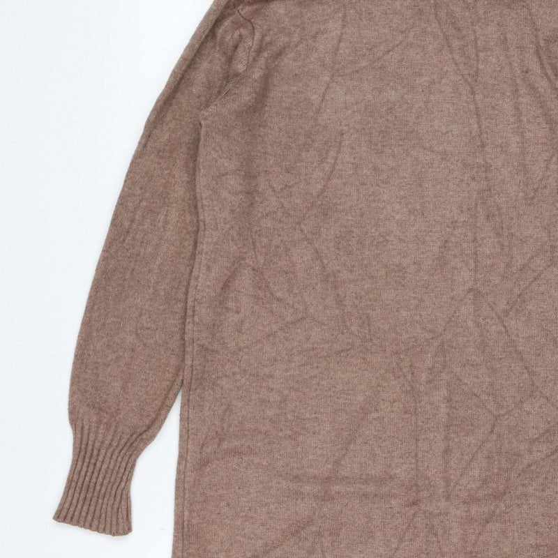 Blue Vanilla Women’s Brown Roll Neck Knit Tunic Jumper M