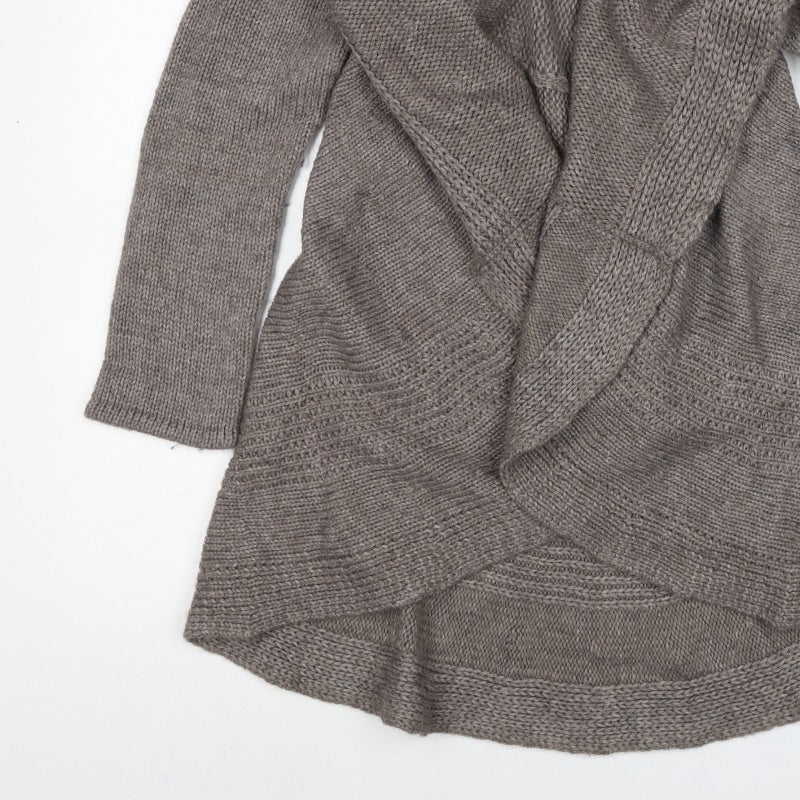 Marks & Spencer Women Grey UK 12 Alpaca Blend Chunky Knit Wrap Cardigan