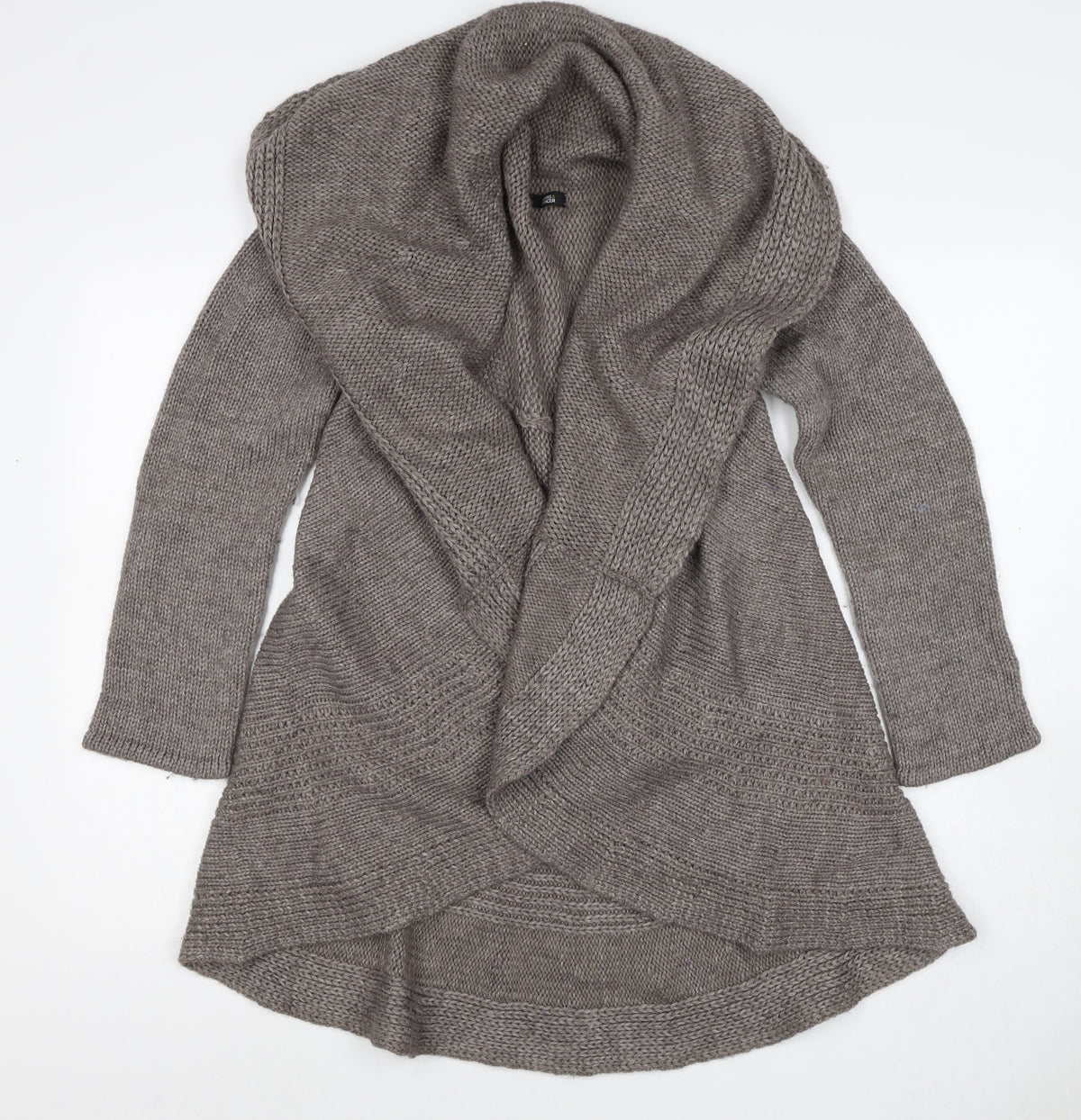 Marks & Spencer Women Grey UK 12 Alpaca Blend Chunky Knit Wrap Cardigan