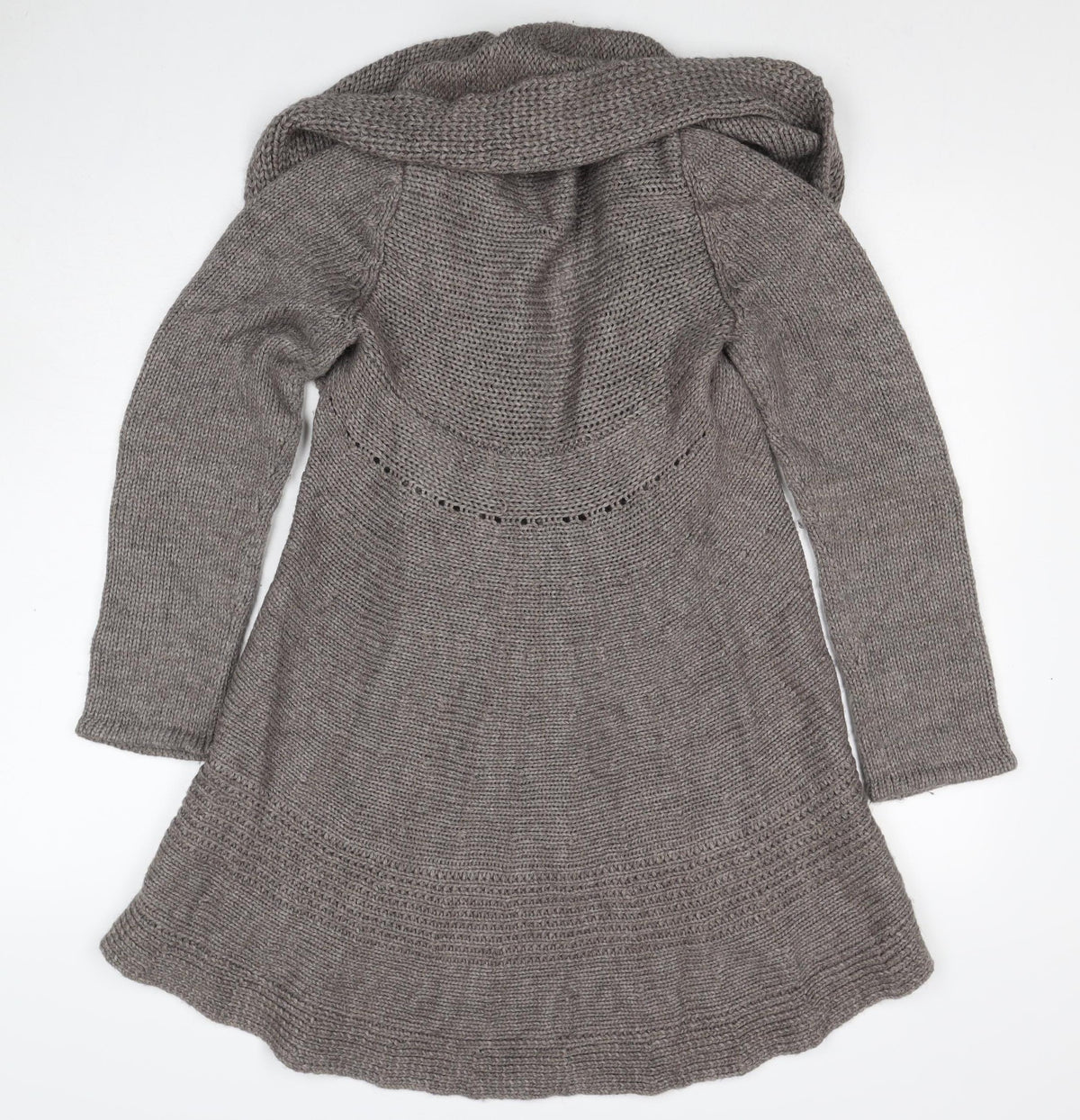 Marks & Spencer Women Grey UK 12 Alpaca Blend Chunky Knit Wrap Cardigan