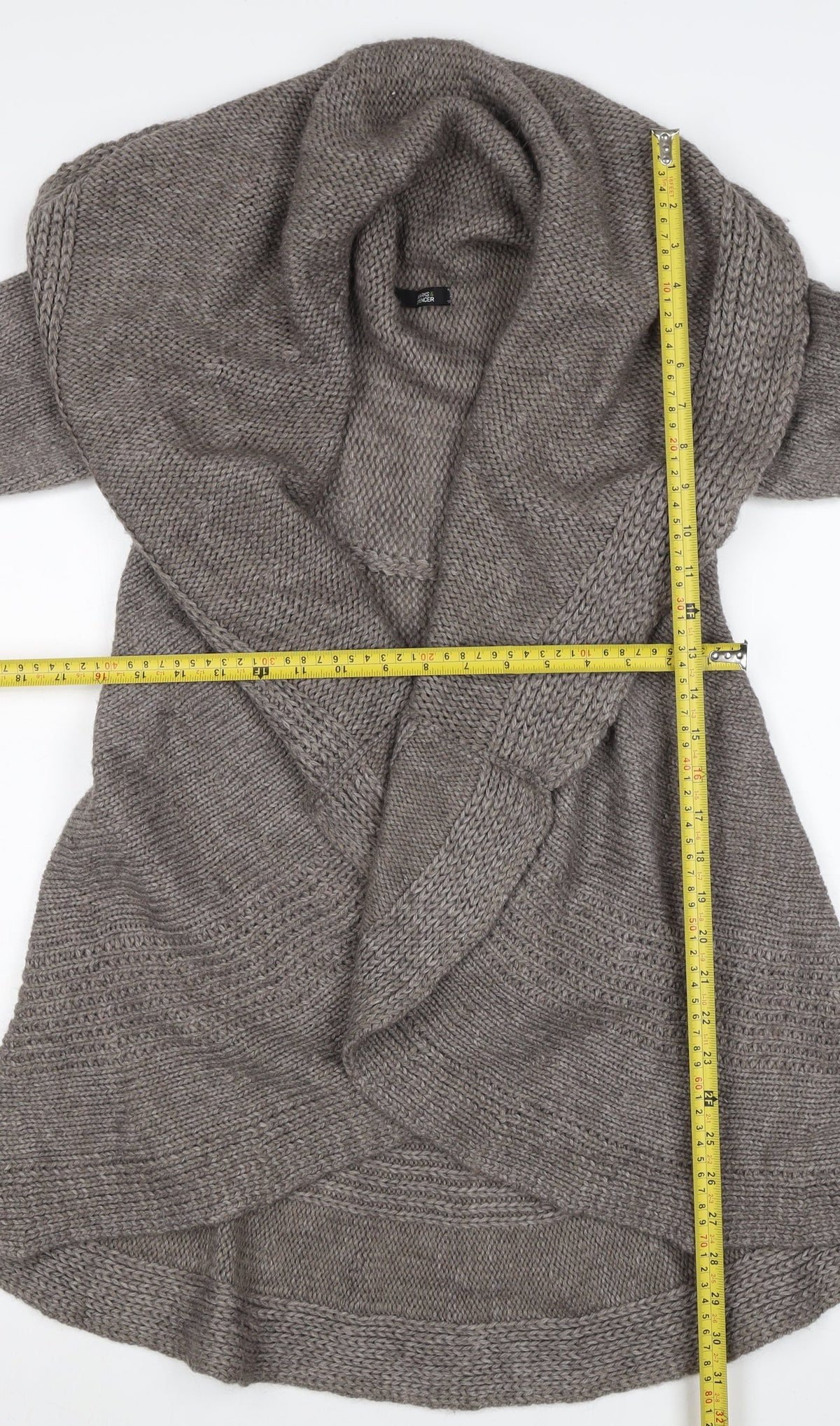 Marks & Spencer Women Grey UK 12 Alpaca Blend Chunky Knit Wrap Cardigan
