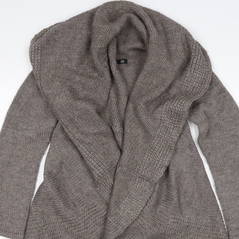 Marks & Spencer Women Grey UK 12 Alpaca Blend Chunky Knit Wrap Cardigan