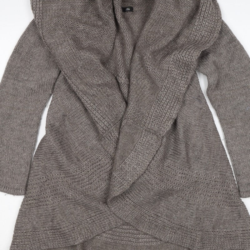 Marks & Spencer Women Grey UK 12 Alpaca Blend Chunky Knit Wrap Cardigan